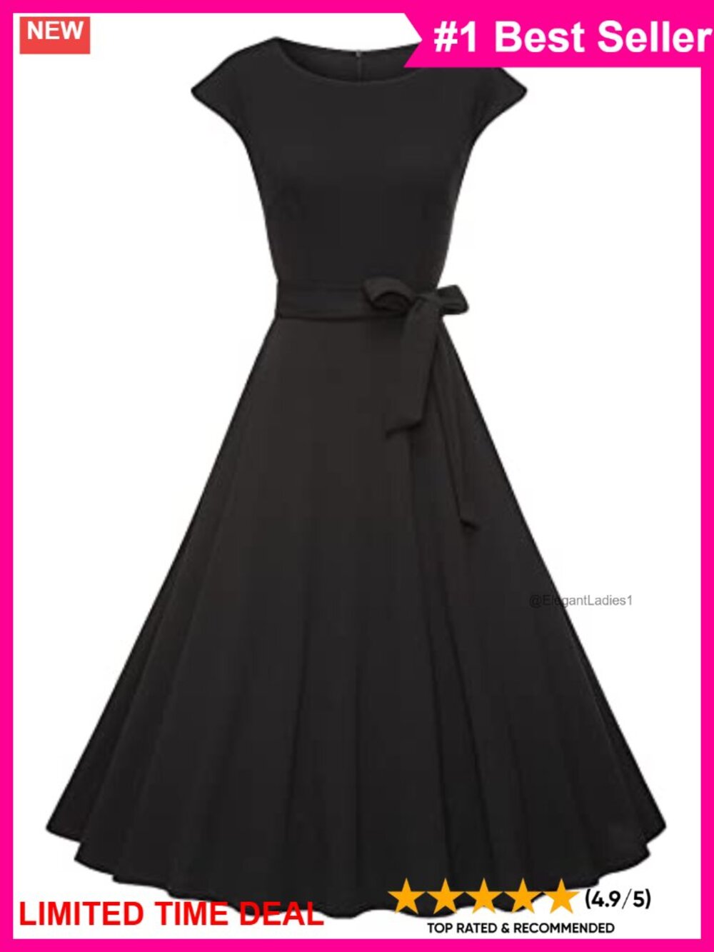 Women's Vintage 1950s Cap Sleeve Swing Cocktail Party Dress with Pockets